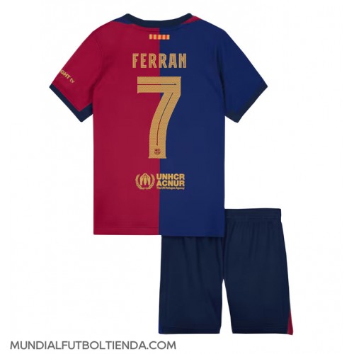 Camiseta Barcelona Ferran Torres #7 Primera Equipación Replica 2024-25 para niños mangas cortas (+ Pantalones cortos)